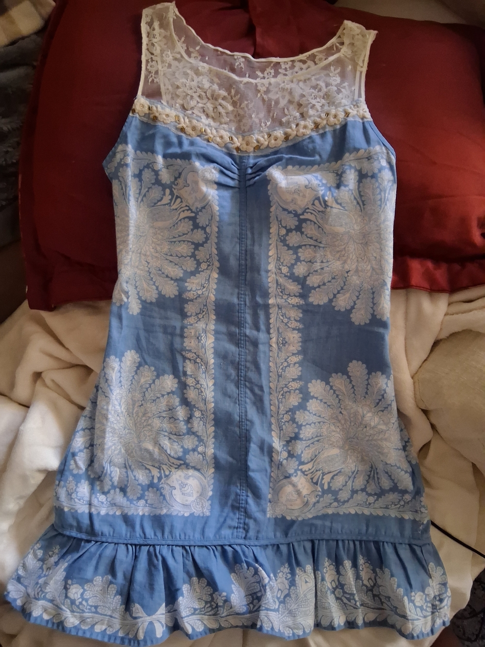Free People Light Blue Lace-Trim Dress